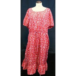 Shein Curve Plus Red Floral Dress sz 4XL Polka Dot Calico Cottage Country Ruffle